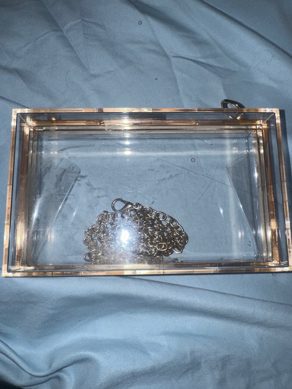 Clear Acrylic Box Clutch with Gold-Tone Chain